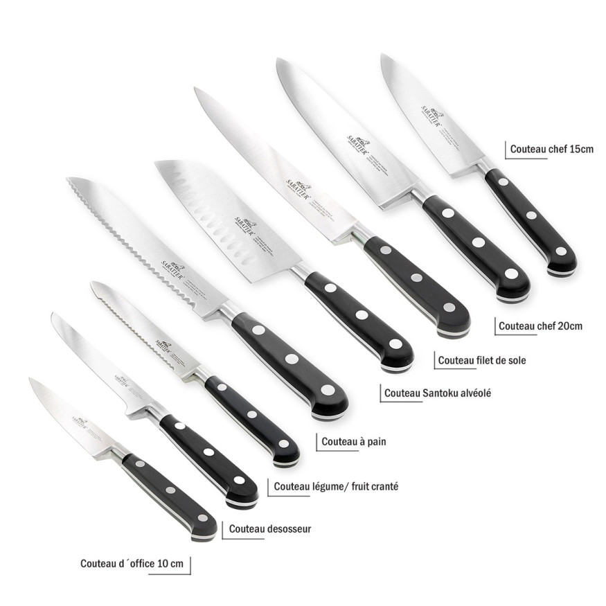 Set couteaux Sabatier forgé + aiguiseur offert | Précision & performance