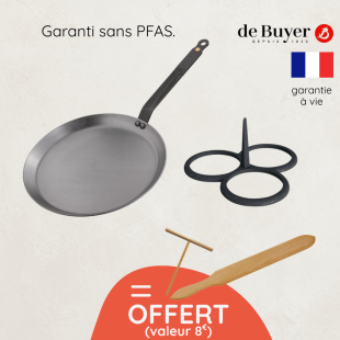 Crêpière acier 30 cm et moule pancakes + accessoires offerts