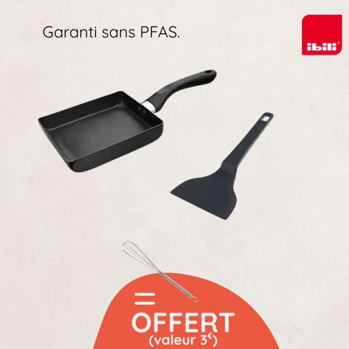 Poêle et spatule pour Tamagoyaki + mini fouet offert