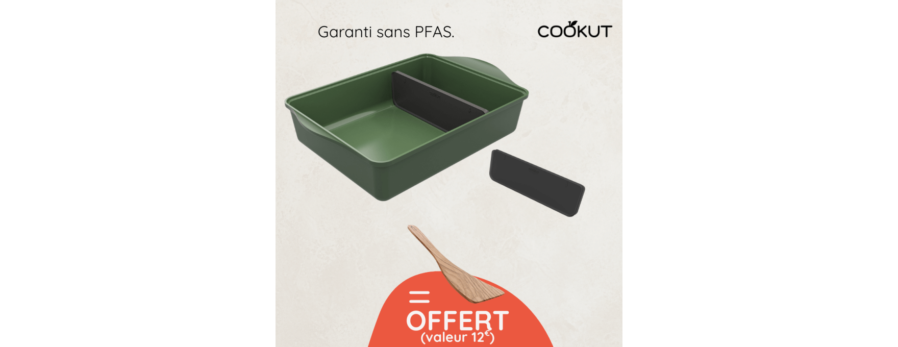 Plat à four Fougère avec 2 séparateurs + spatule offerte