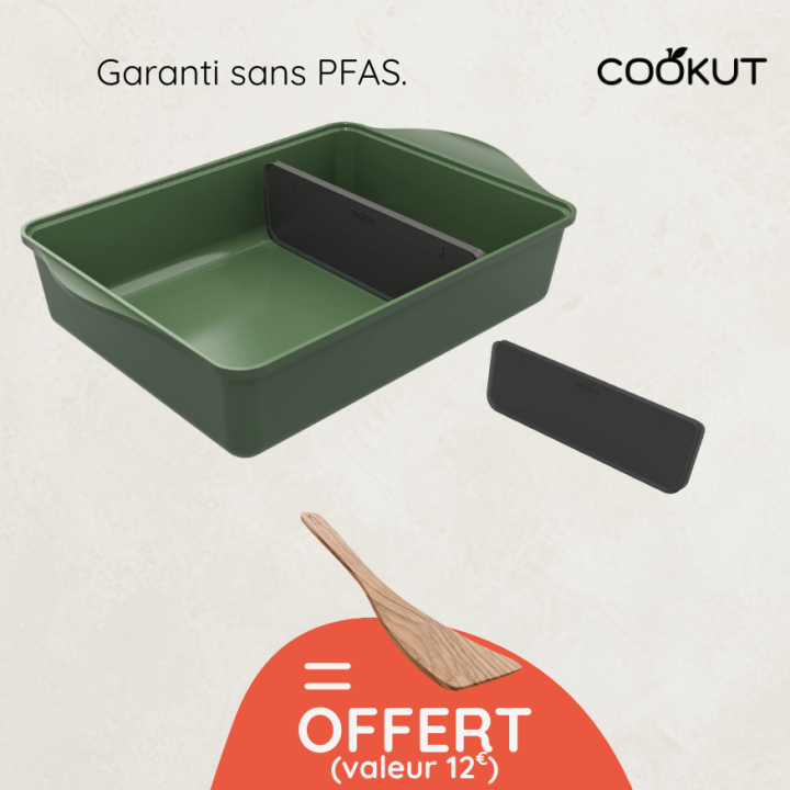 Plat à four 42 cm Cookut Fougère + séparateur + spatule offerte