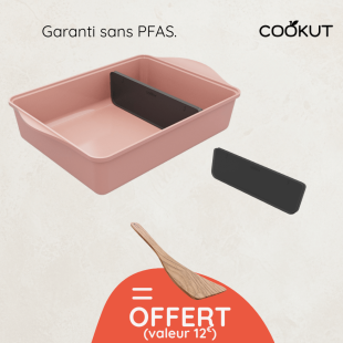 Plat à four 42 cm Cookut Guimauve + séparateur + spatule offerte