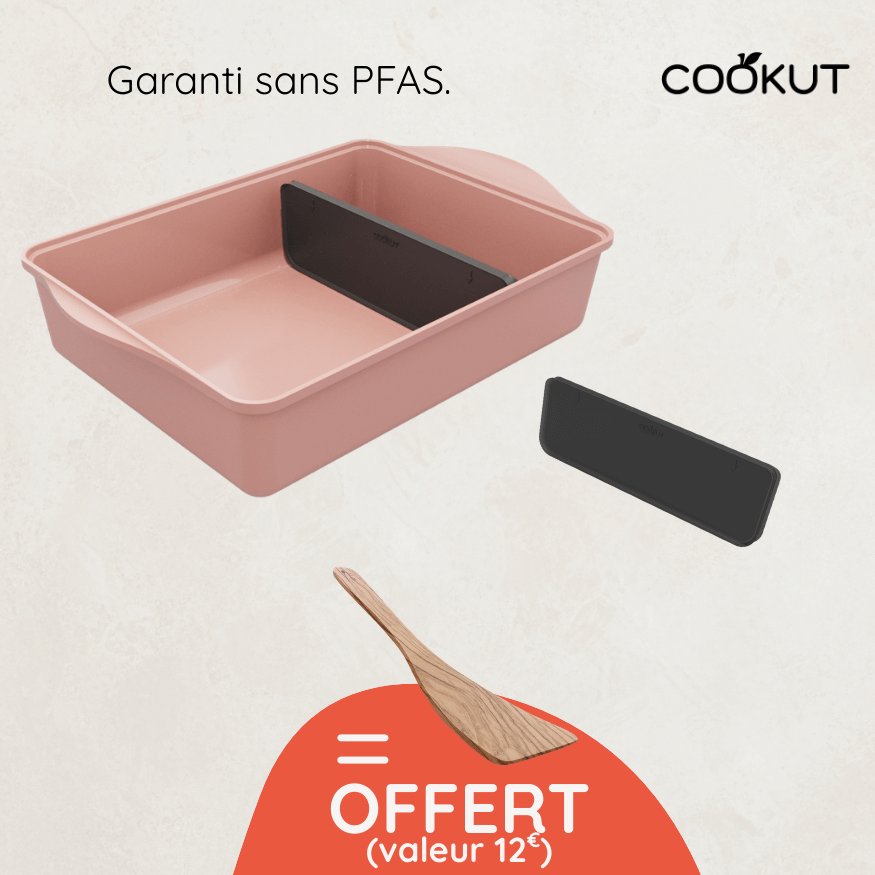 Plat à four 42 cm Cookut Guimauve + séparateur + spatule offerte