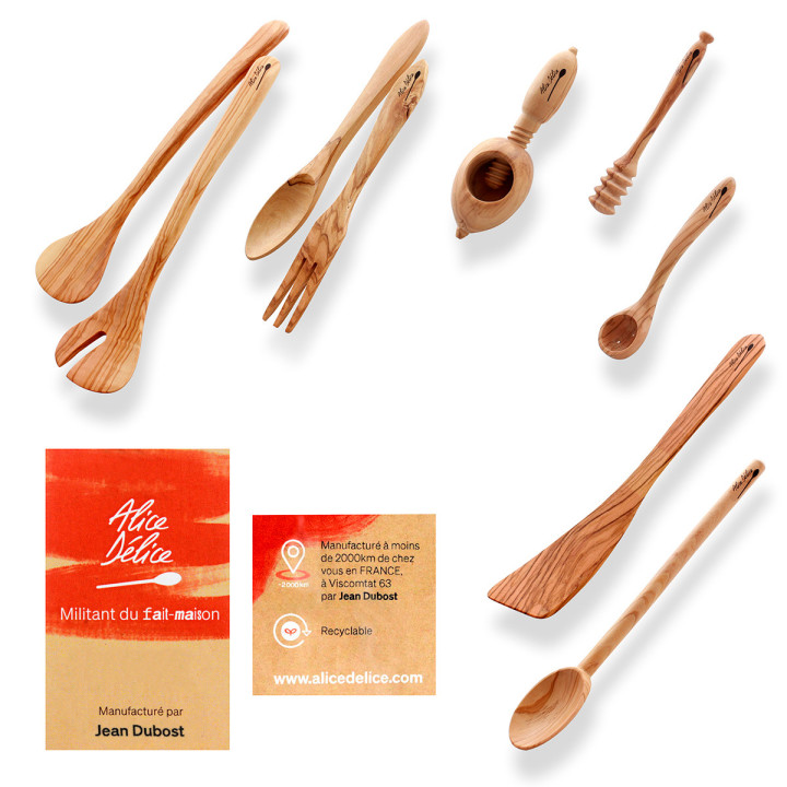 Ustensiles bois d’olivier Alice Délice + éplucheur offert | Cuisine élégante