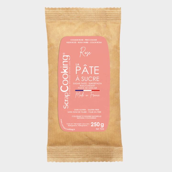 Pâte à sucre rose 250 g – ScrapCooking– Décoration gâteau