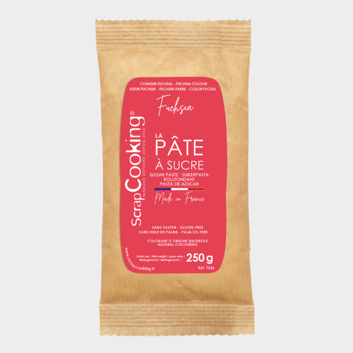 Pâte à sucre fuchsia 250 g – ScrapCooking– Décoration de gâteaux