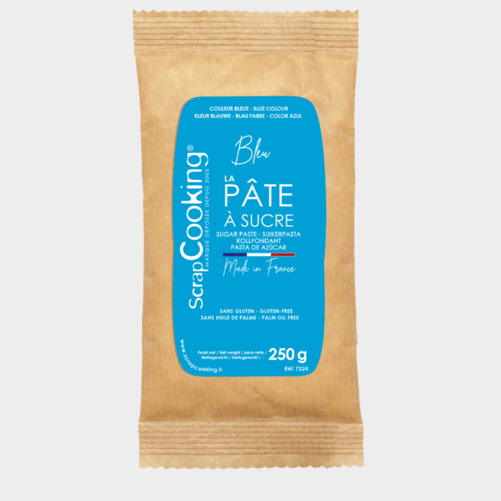 Pâte à sucre bleu 250 g – ScrapCooking – Cake design