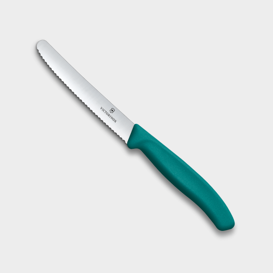 Couteau à tomates Swiss Classic 11 cm vert – Victorinox – Lame dentelée précision