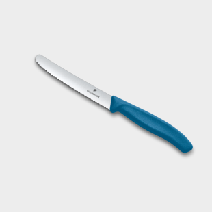 Couteau à tomates Swiss Classic 11 cm bleu – Victorinox – Lame dentelée inox