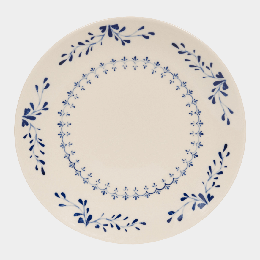 Plat rond Appoline bleue 32 cm – Vaisselle en grès élégante pour servir vos plats