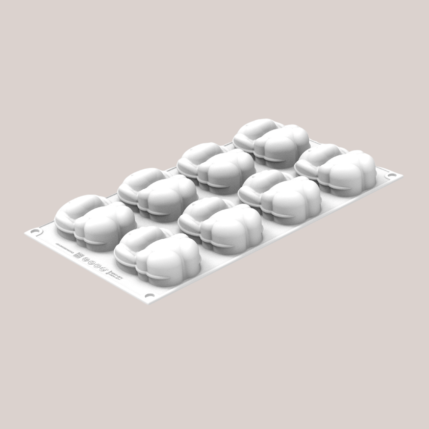 Moule en silicone Lapins x8 avec emporte-pièce – Silikomart | Pâtisserie créative