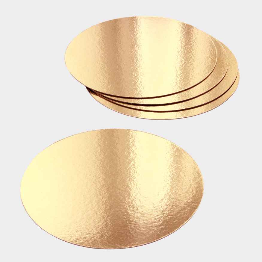 5 supports à gâteaux ronds dorés 18 cm – Gatodeco | Présentation festive