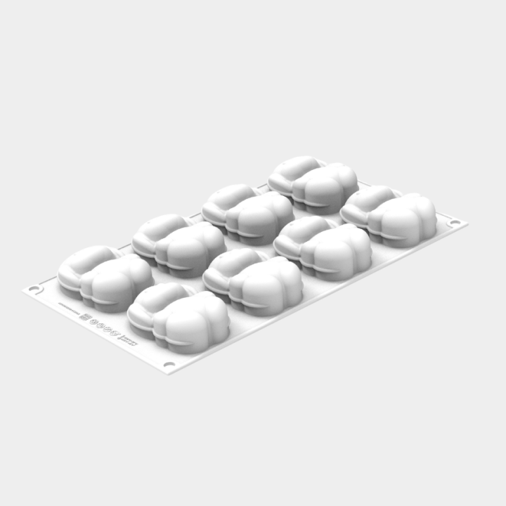 Moule en silicone Lapins x8 avec emporte-pièce – Silikomart | Pâtisserie créative