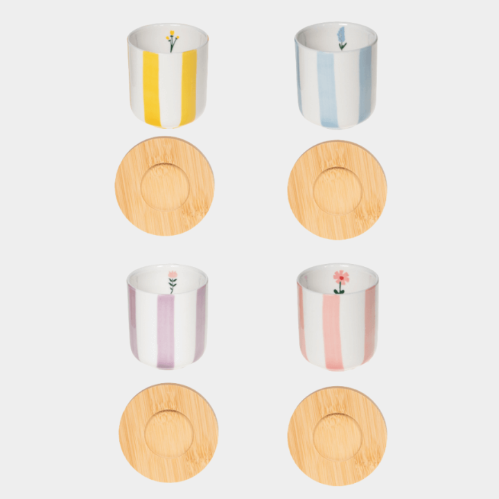 Coffret 4 tasses + sous-tasses 10 cl Bandol – Service café élégant | Table Passion