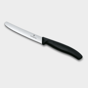 Couteau à tomates Swiss Classique 11 cm noir – Lame dentelée | Victorinox