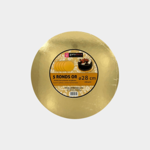 5 supports à gâteaux ronds dorés 28 cm – Semelles pâtisserie | Gatodeco