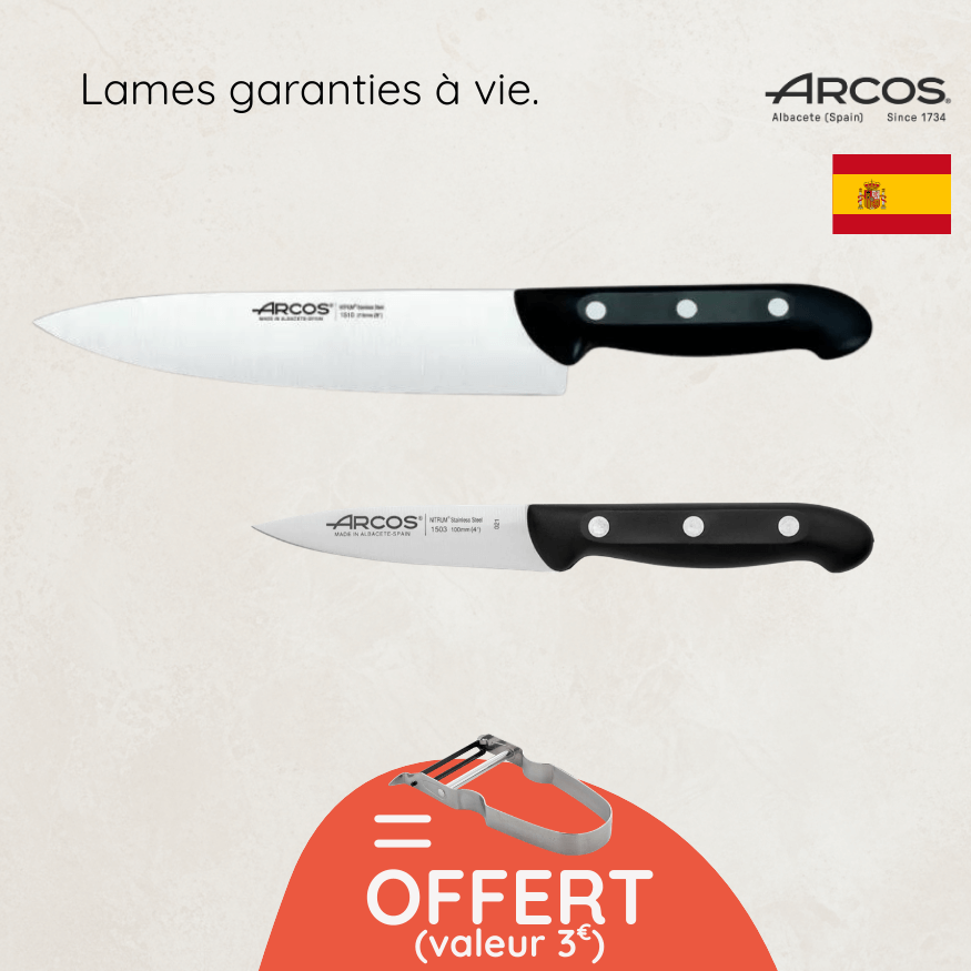 Pack couteaux indispensables Maître Arcos + éplucheur inox offert | Set cuisine