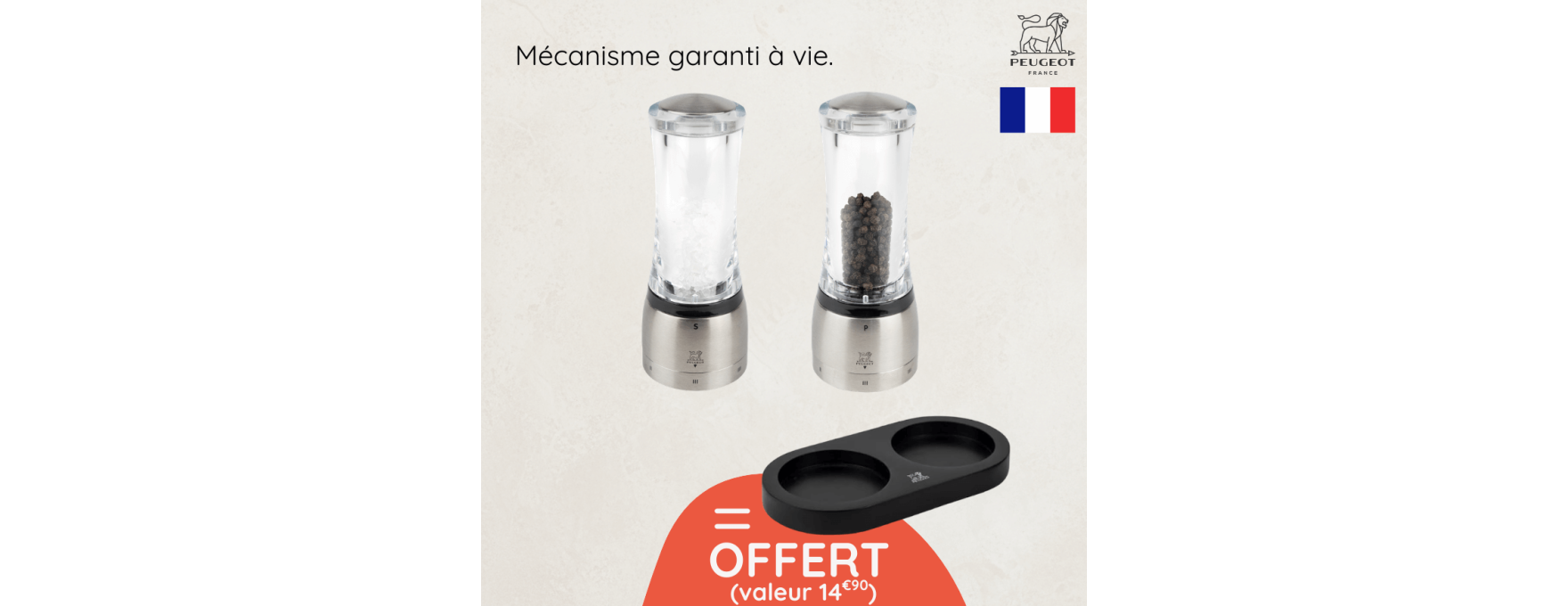 Duos de moulins sel et poivre Daman + plateau offert