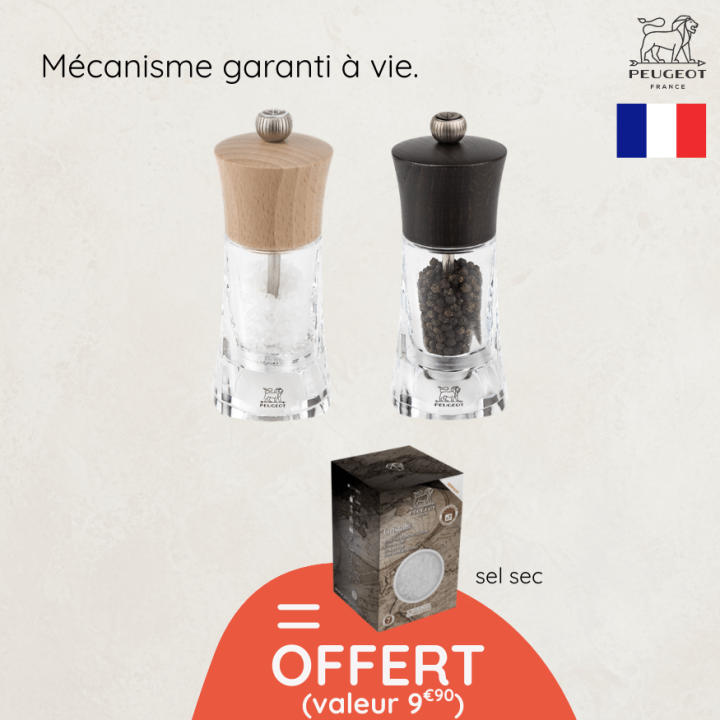 Duos de moulins sel et poivre Oléron Peugeot + sel offert | Pack cuisine