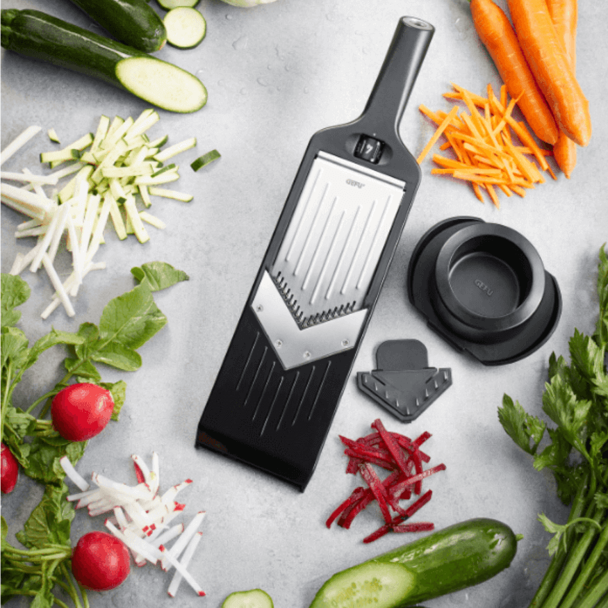 Pack mandoline à main multi-fonctions Gefu + mini râpe offerte | Ustensiles cuisine