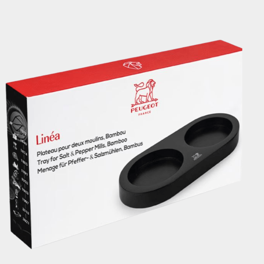 Plateau moulins bambou noir mat Linea – Peugeot | Présentation élégante