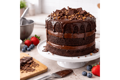 Grand Layer Cake au Chocolat Moelleux