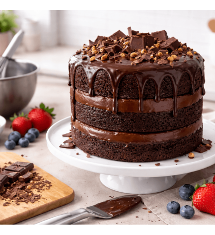 Grand Layer Cake au Chocolat Moelleux