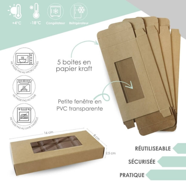 5 boîtes pour tablettes chocolat - Scrapcooking