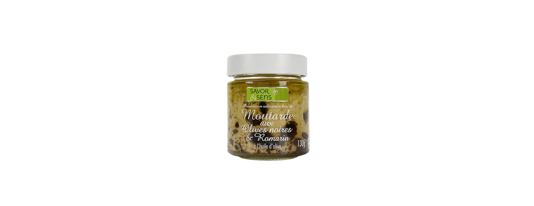Moutarde Olives noires romarin 130 gr - Savor et Sens