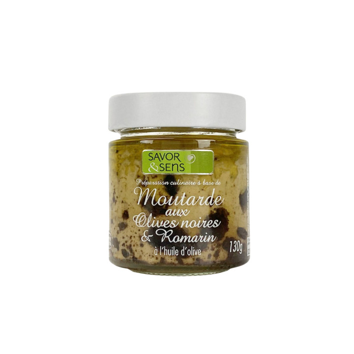 Moutarde Olives noires romarin 130 gr - Savor et Sens
