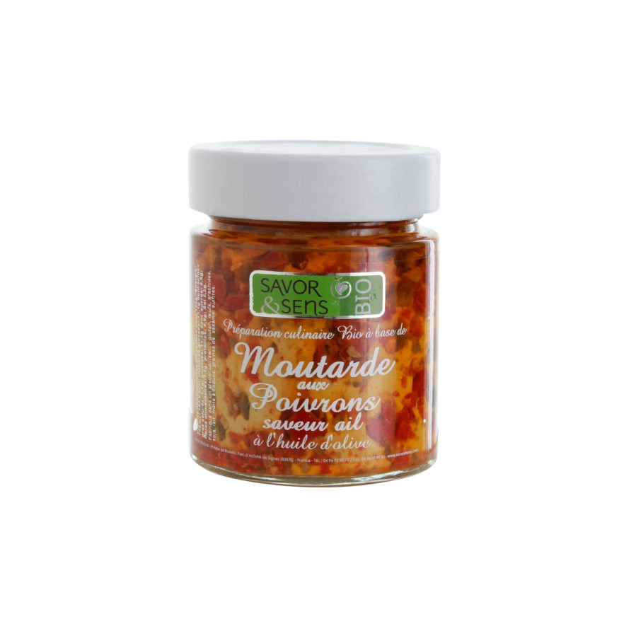 Moutarde Poivrons pointe ail 130 gr - Savor et Sens