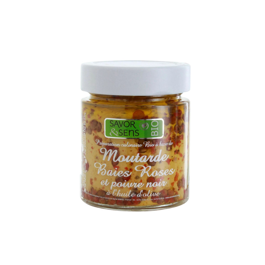Moutarde Baies roses poivre noir 130 gr - Savor et Sens