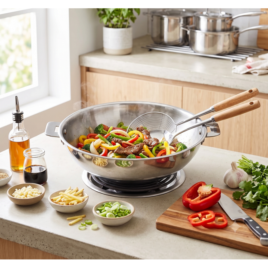 Wok inox 28 cm Casteline amovible - Cristel