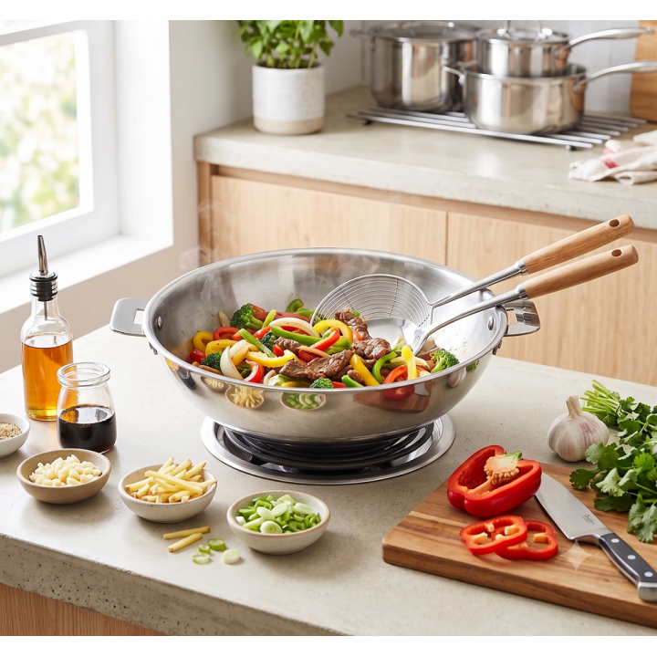 Wok inox 28 cm Casteline amovible - Cristel
