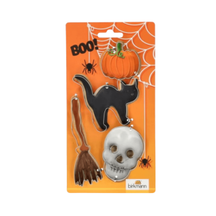 Set de 4 emporte-pièces en inox Halloween : chat, citrouille