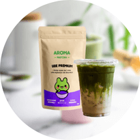 Matcha, ube et café glacé