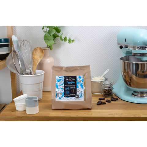 Chocolat à pâtisser noir Caraïbe 66% 1 kg - Valrhona