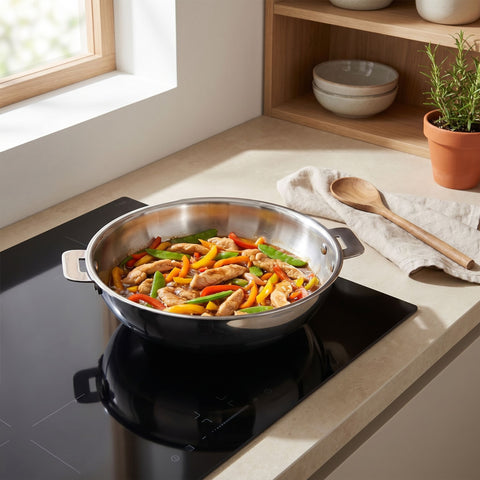 Wok inox amovible triply Casteline 28 cm - Cristel