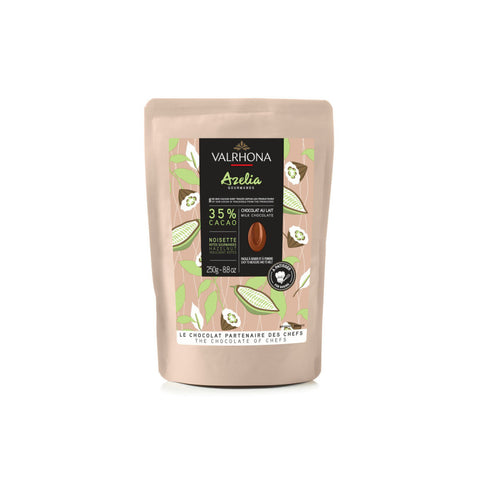 Chocolat à pâtisser lait/noisette Azelia 35% 250 g- Valrhona