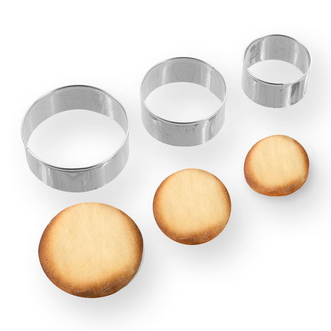 3 emporte-pièces rond lisse en inox - Alice Délice