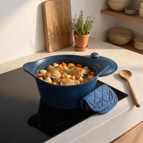Coffret l'Incroyable Cocotte sans PFAS 28 cm Myrtille - Cookut