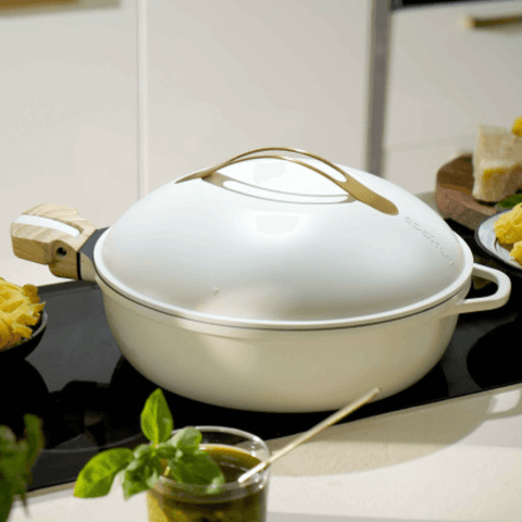 Poêle 8 en 1 La Fabuleuse 28 cm Meringue ss PFAS - Cookut