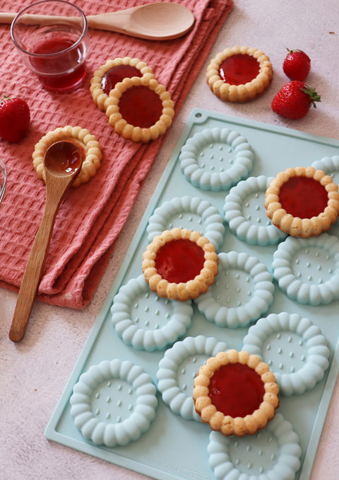 Moule silicone 11 biscuits tartelettes rondes - Scrapcooking