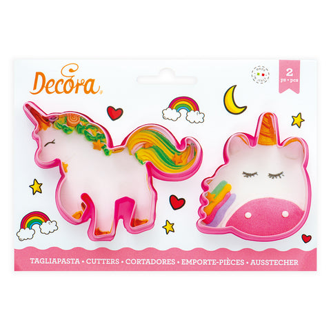 Kit 2 emporte-pièces en plastique : Licorne - Décora