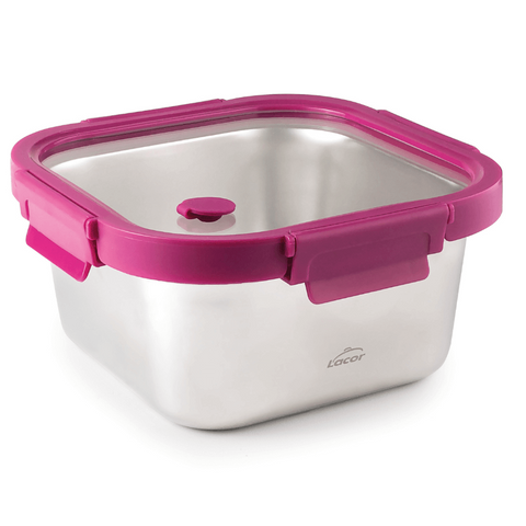 Boîte hermétique carrée en inox 640ml + couvercle en verre