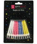 Bougies d'anniversaire 6 cm assorties (x 24) - Patisdecor