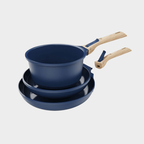 Trio poêles et casserole amovibles bleu myrtille - Cookut