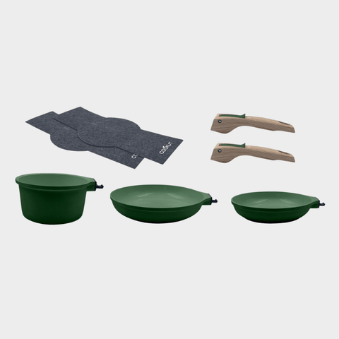 Trio poêles et casserole amovibles vert fougère - Cookut