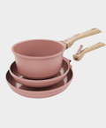 Trio poêles et casserole amovibles rose guimauve - Cookut